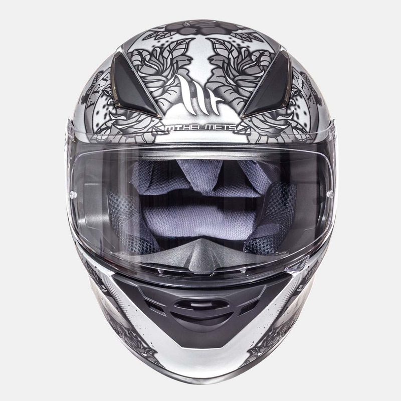 Integralny kask motocyklowy MT Revenge Skull & Rose czarny matowy-srebrny