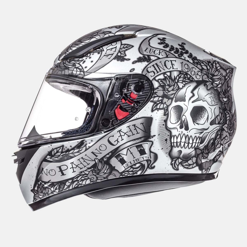 Integralny kask motocyklowy MT Revenge Skull & Rose czarny matowy-srebrny