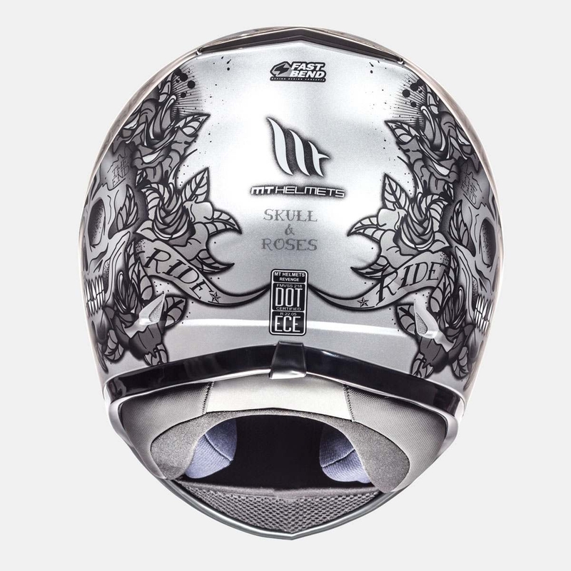 Integralny kask motocyklowy MT Revenge Skull & Rose czarny matowy-srebrny