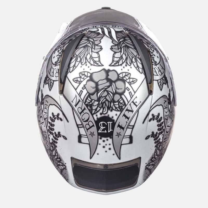 Integralny kask motocyklowy MT Revenge Skull & Rose czarny matowy-srebrny