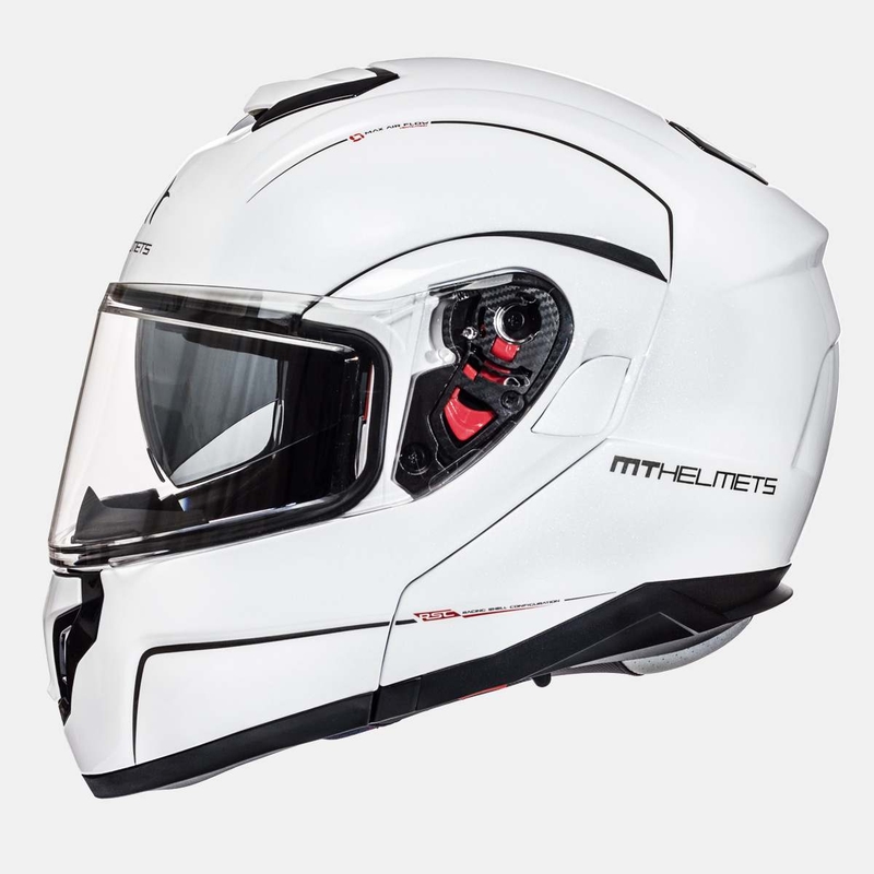 Szczękowy kask motocyklowy MT Atom biały wyprzedaż
