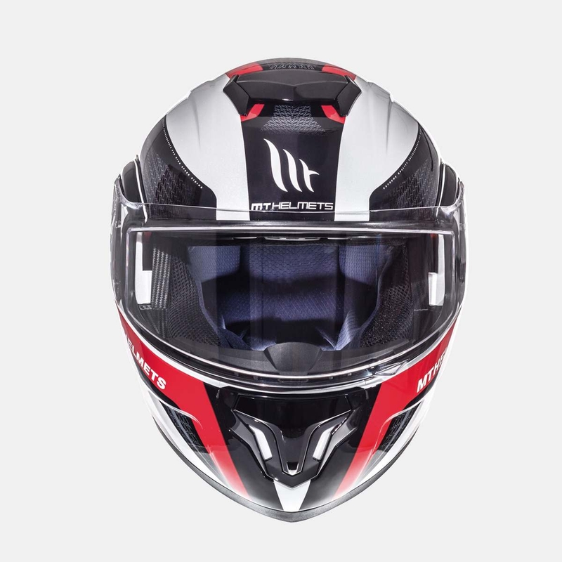 Szczękowy kask motocyklowy MT Atom Tarmac biało-czarno-czerwony wyprzedaż