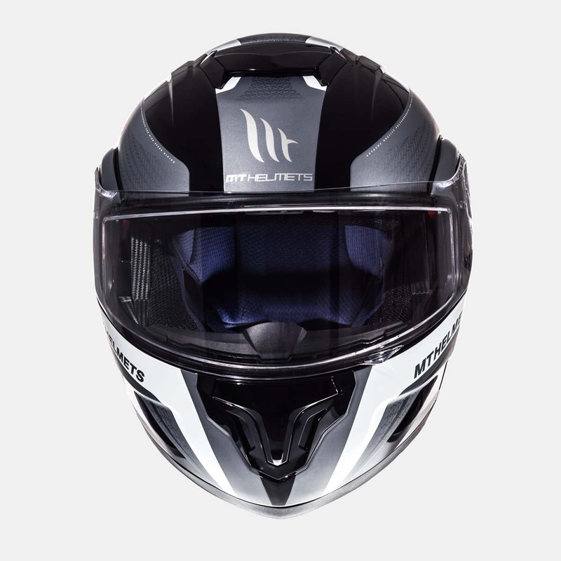 Szczękowy kask motocyklowy MT Atom Tarmac czarny matowy-biały wyprzedaż