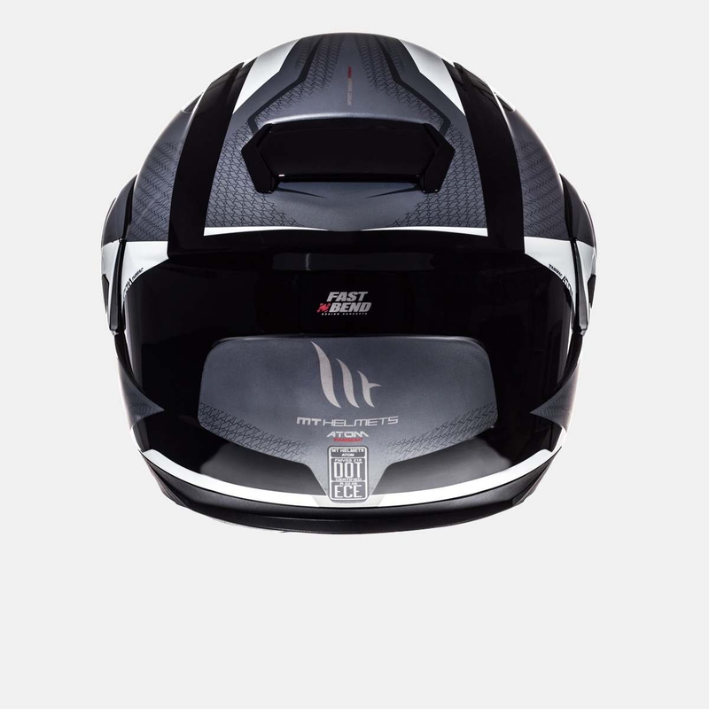 Szczękowy kask motocyklowy MT Atom Tarmac czarny matowy-biały wyprzedaż
