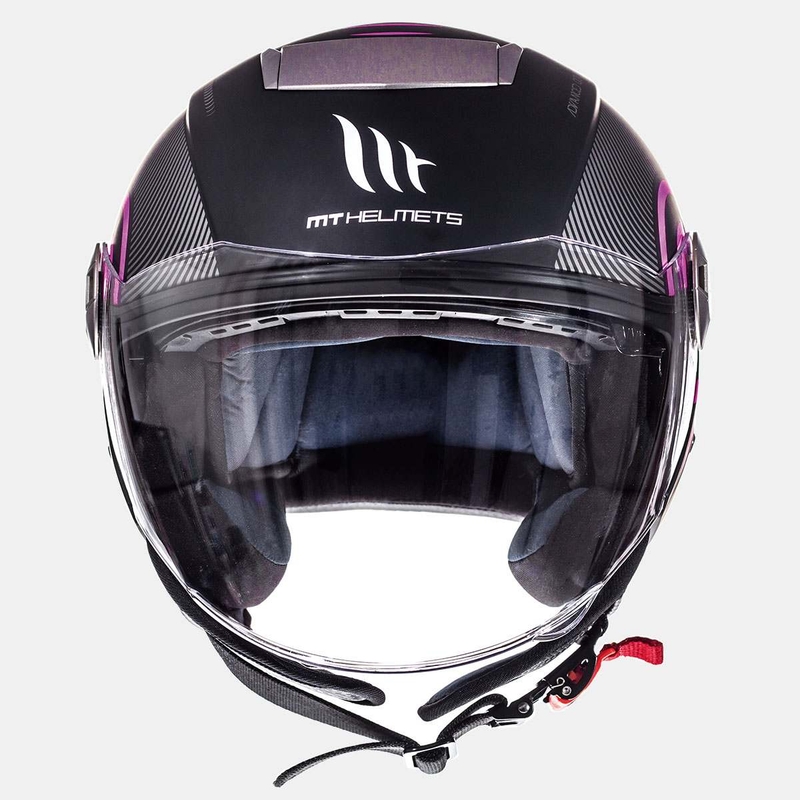 Otwarty kask motocyklowy MT City Eleven SV Tron czarny matowy-różowy wyprzedaż