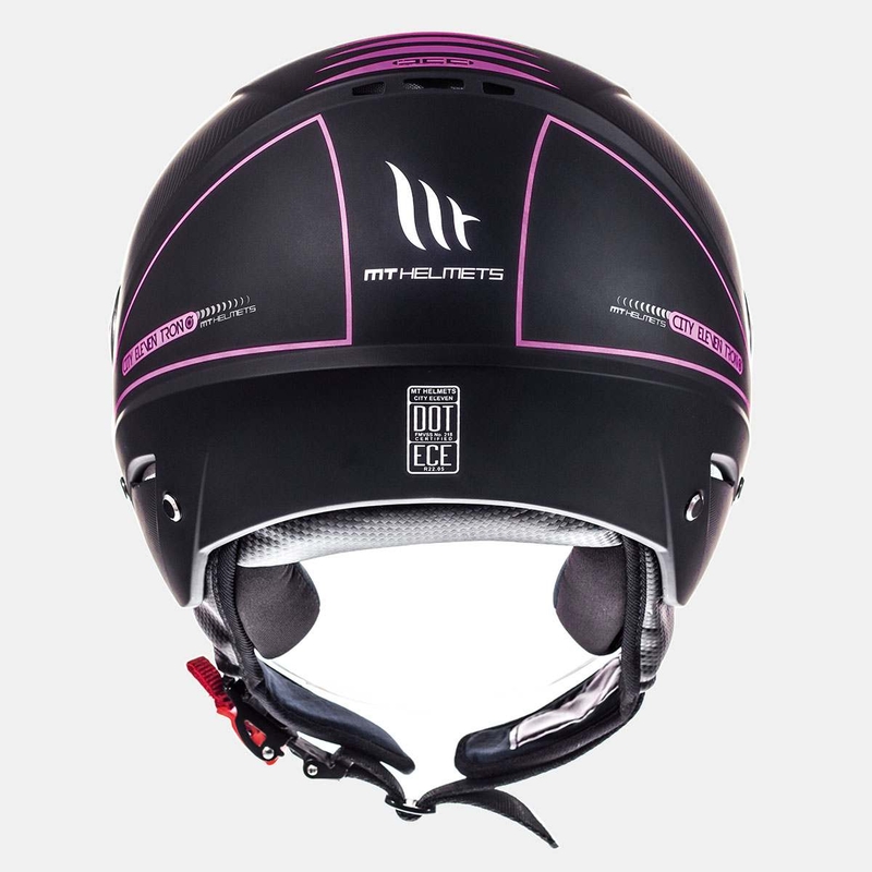 Otwarty kask motocyklowy MT City Eleven SV Tron czarny matowy-różowy wyprzedaż