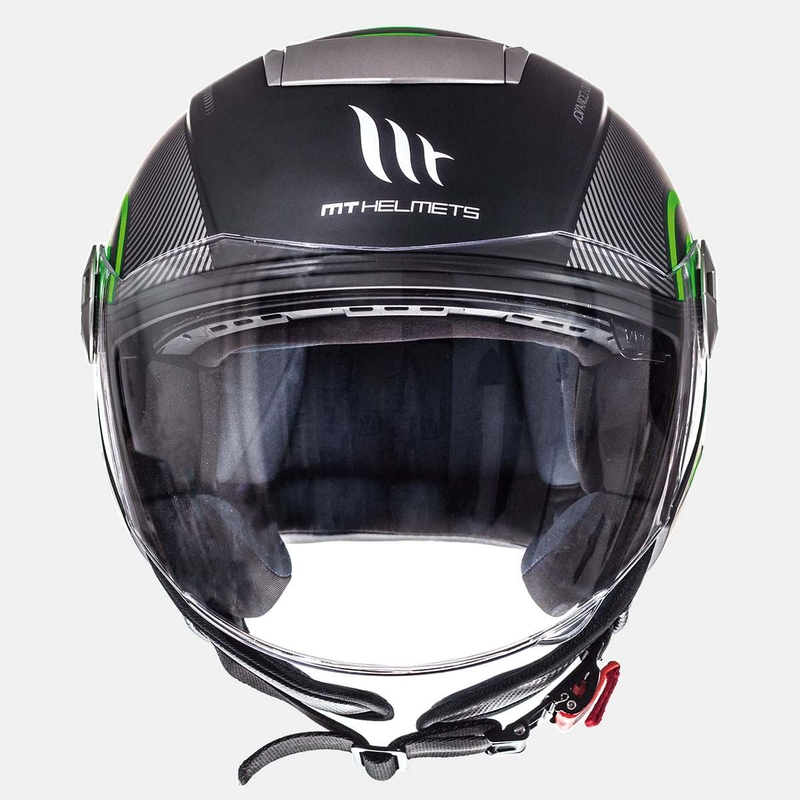Otwarty kask motocyklowy MT City Eleven SV Tron czarny matowy-fluo zielony wyprzedaż