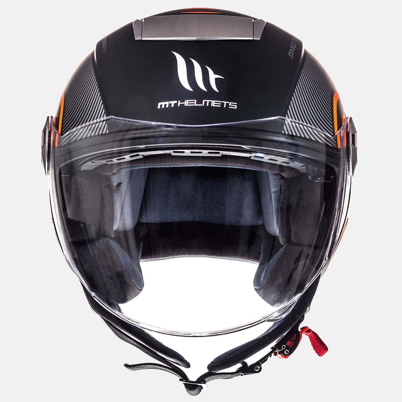 Otwarty kask motocyklowy MT City Eleven SV Tron czarny matowy-fluo pomarańczowy wyprzedaż