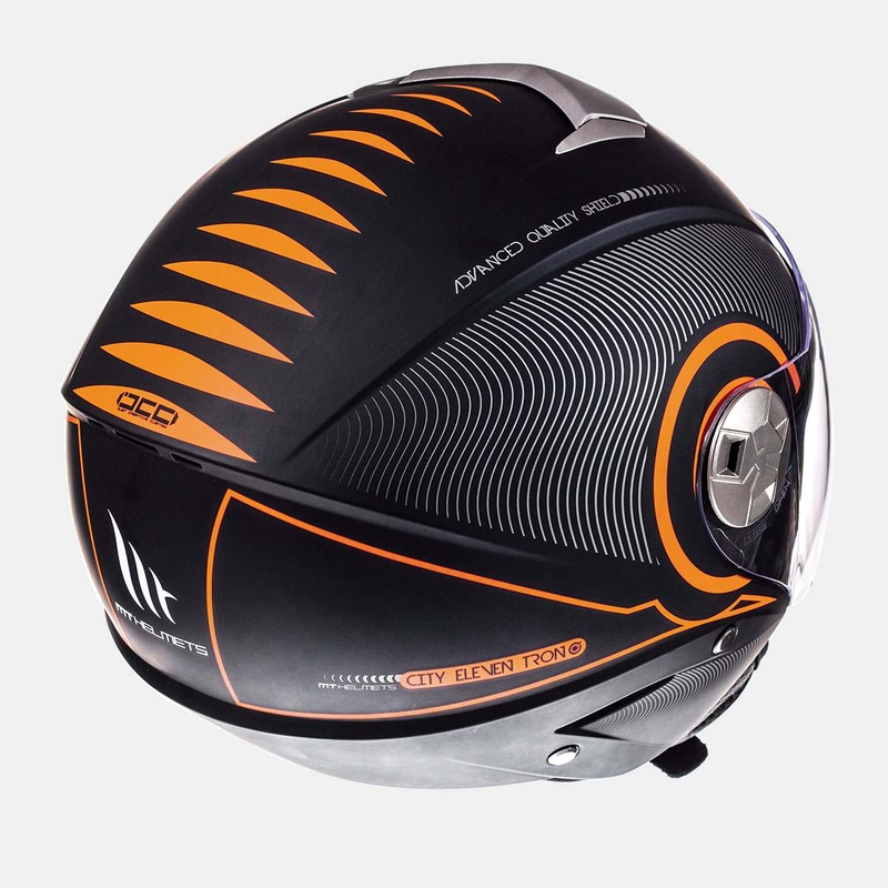 Otwarty kask motocyklowy MT City Eleven SV Tron czarny matowy-fluo pomarańczowy wyprzedaż