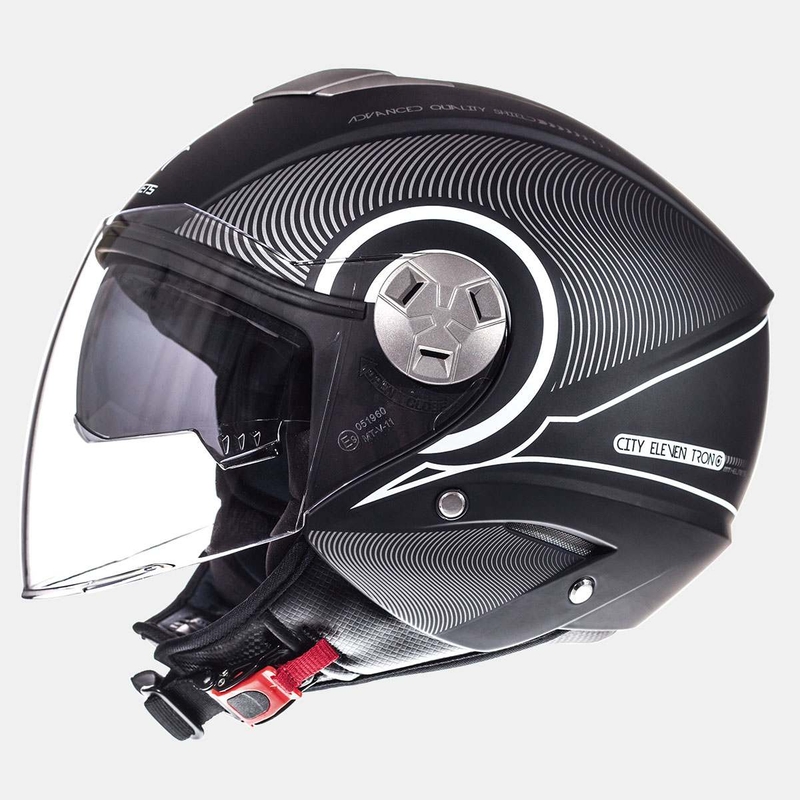Otwarty kask motocyklowy MT City Eleven SV Tron czarny matowy-biały wyprzedaż