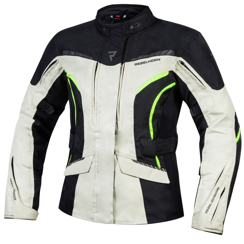 Damska kurtka moto Rebelhorn Hiker III black-grey-fluo yellow - II. jakość.