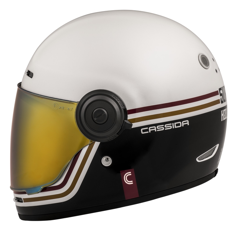 Kask motocyklowy integralny Cassida Fibre Super Hooligan Carat white-black-red-gold wyprzedaż