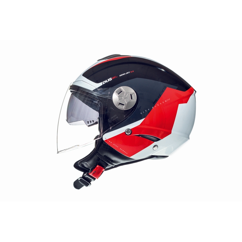 Otwarty kask motocyklowy MT City Eleven SV Spark czarno-biało-czerwony wyprzedaż