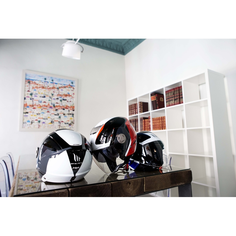 Otwarty kask motocyklowy MT City Eleven SV Spark czarno-biało-czerwony wyprzedaż