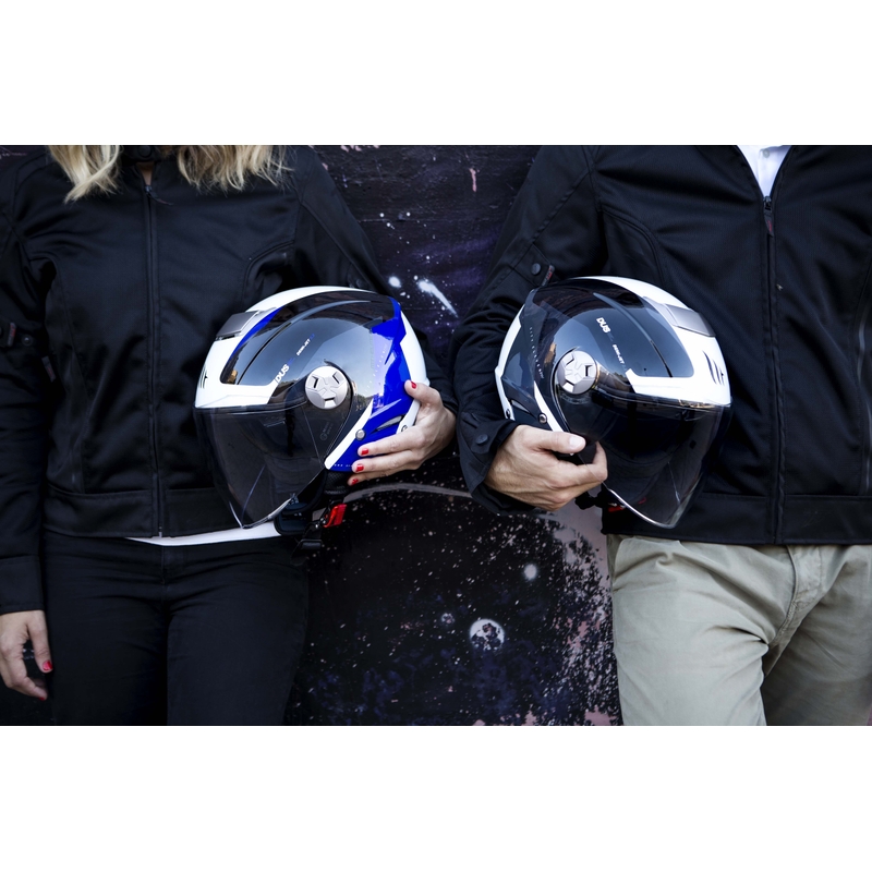 Otwarty kask motocyklowy MT City Eleven SV Spark czarno-biało-czerwony wyprzedaż