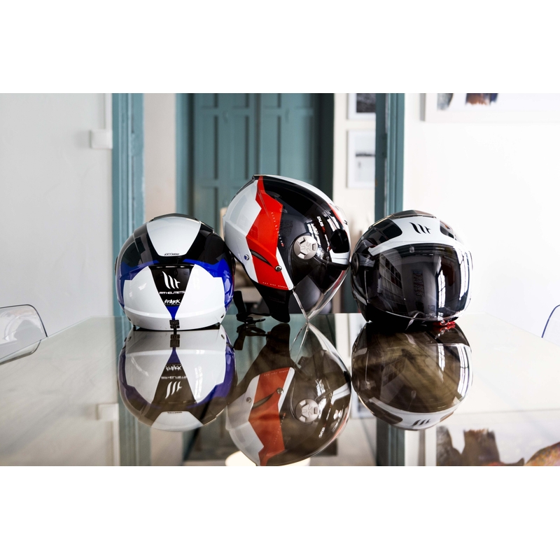 Otwarty kask motocyklowy MT City Eleven SV Spark czarno-biało-czerwony wyprzedaż