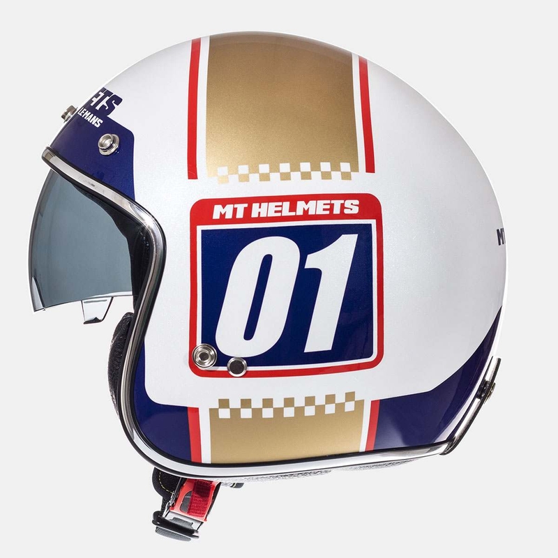 Otwarty kask motocyklowy MT LeMans SV 2 Numberplate biało-złoty
