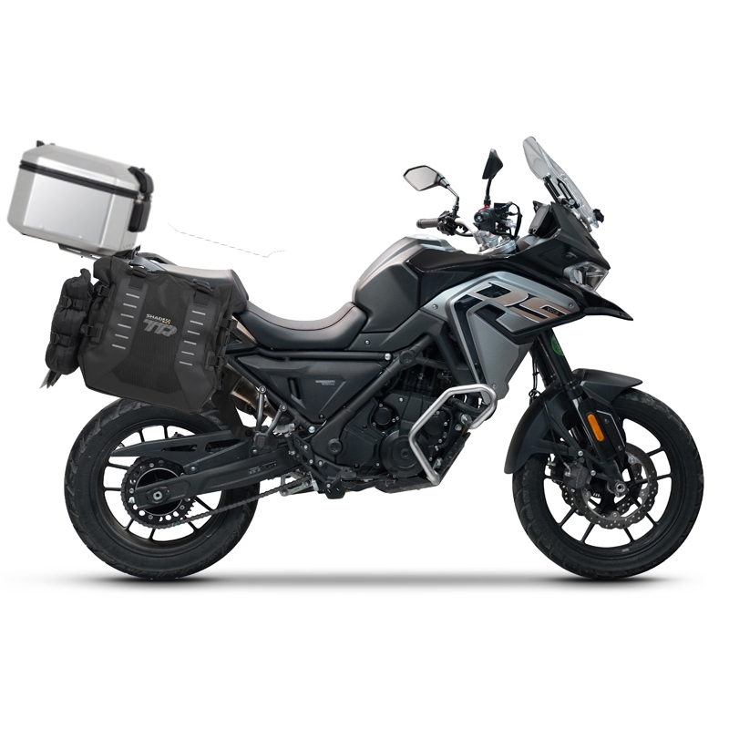 Complete set of SHAD TERRA TR40 adventure saddlebags and SHAD TERRA aluminium 55L topcase, including mounting kit SHAD Voge 650DS / 650DSX