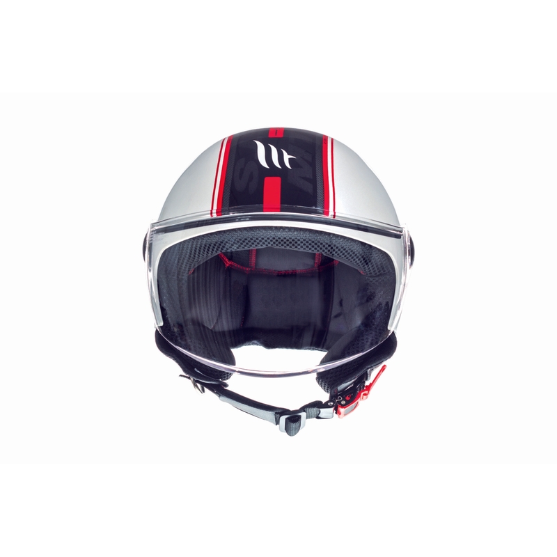 Otwarty kask motocyklowy MT Street Entire biało-czarno-czerwony wyprzedaż