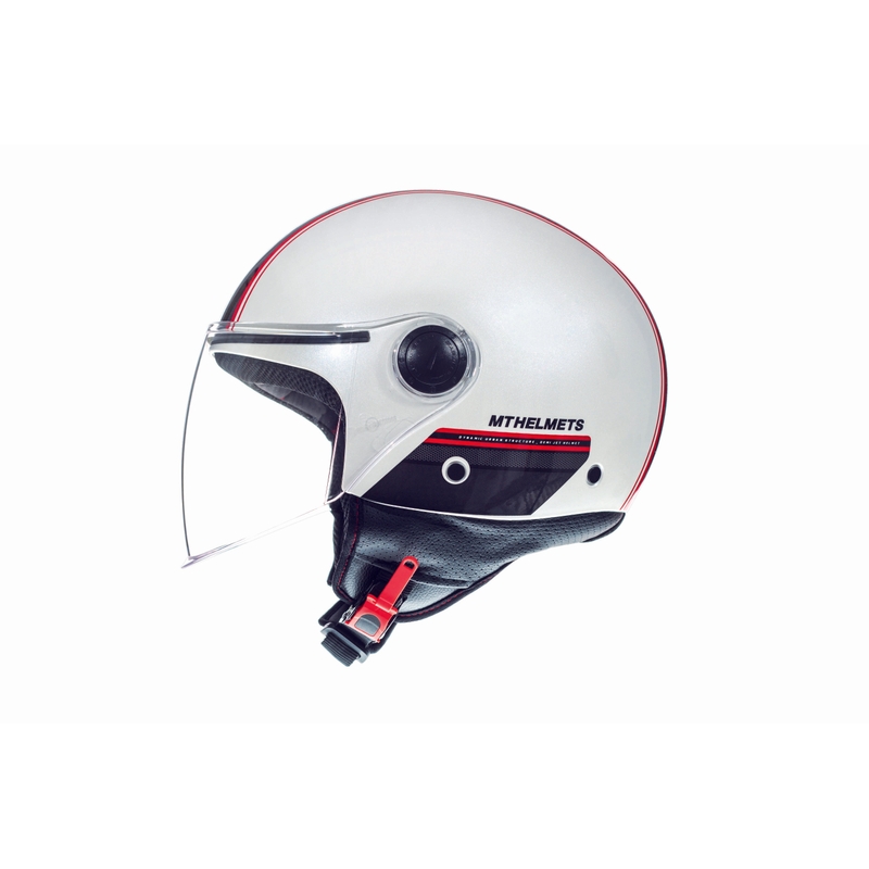 Otwarty kask motocyklowy MT Street Entire biało-czarno-czerwony wyprzedaż