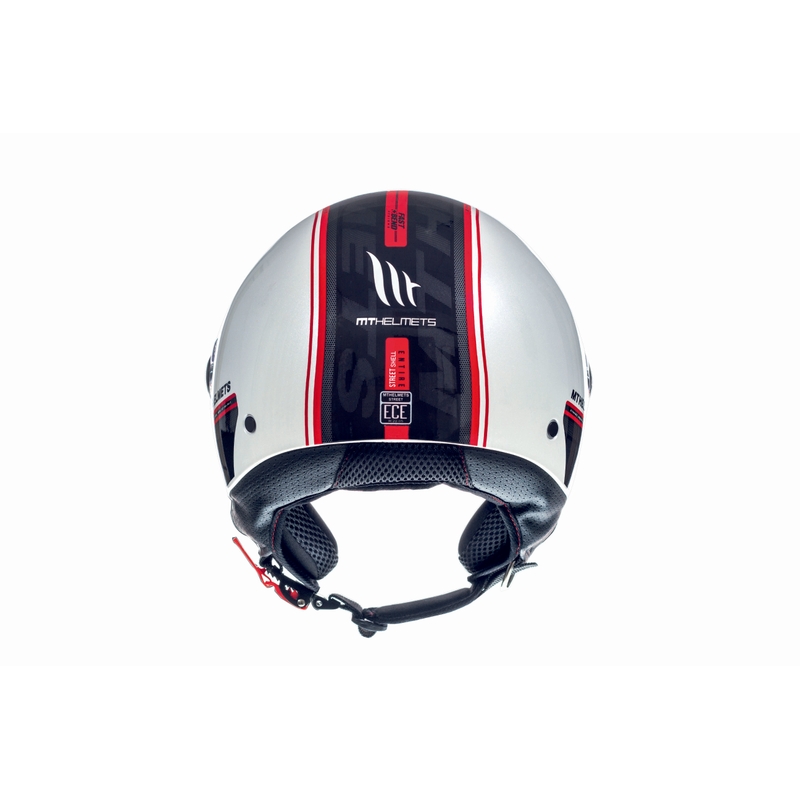 Otwarty kask motocyklowy MT Street Entire biało-czarno-czerwony wyprzedaż