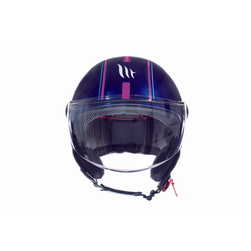 Otwarty kask motocyklowy MT Street Entire niebiesko-fluo różowy wyprzedaż