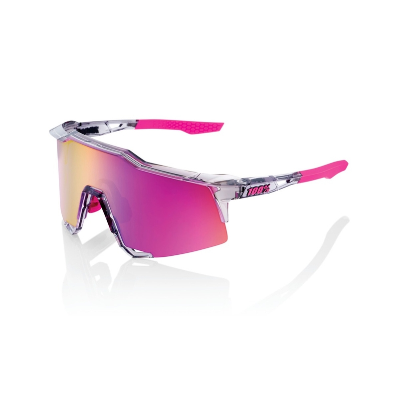 Okulary przeciwsłoneczne 100% SPEEDCRAFT Polished Translucent Grey pink-transparent (fioletowe szkło)