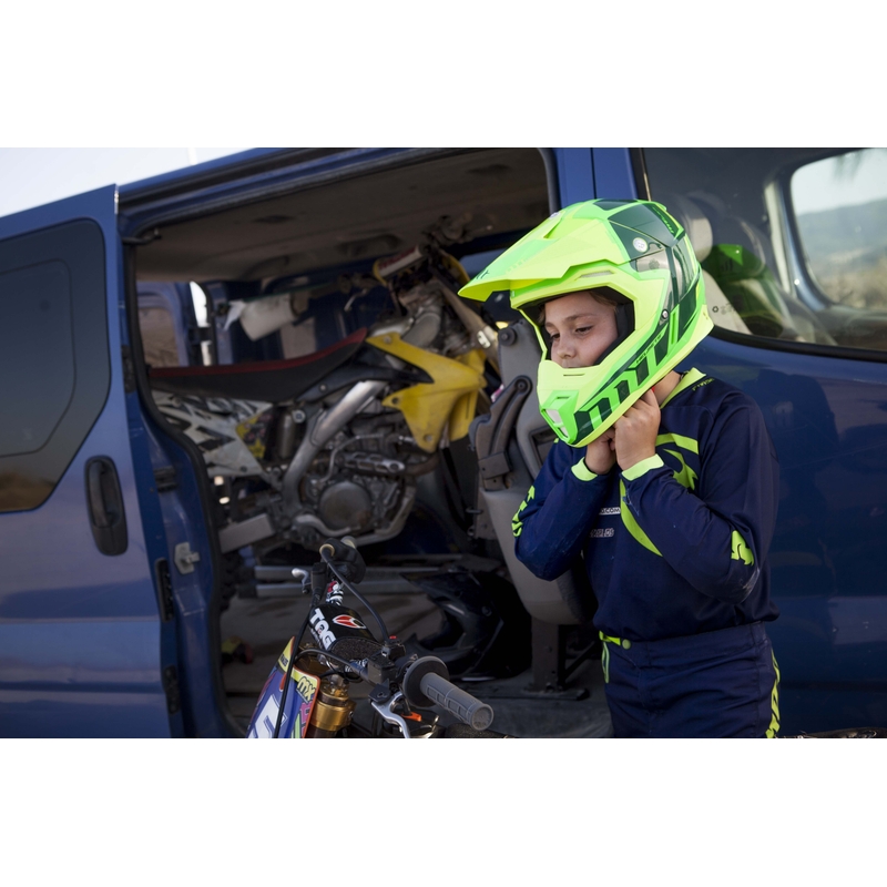 Dziecięcy motocrossowy kask MT MX-2 Spec fluo zielono-żółty