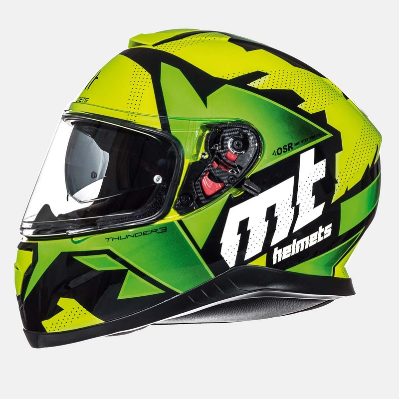 Dziecięcy integralny kask motocyklowy MT Thunder Torn fluo zielony-żółty