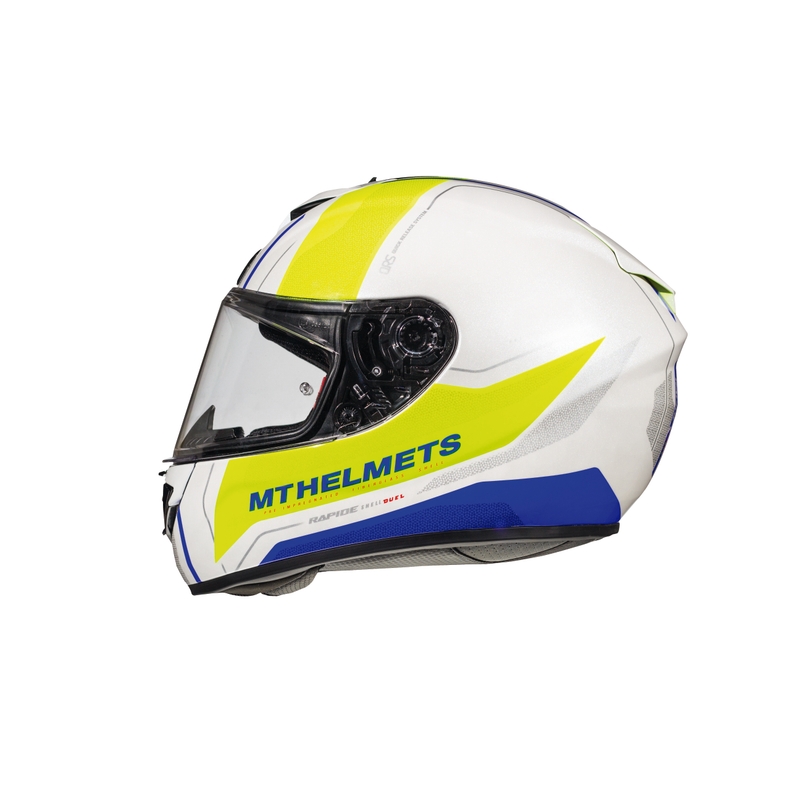 Dziecięcy kask motocyklowy MT Rapide Duel biało-niebiesko-fluo żółty