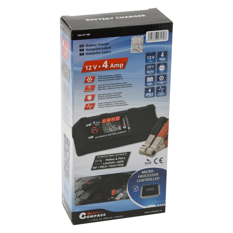 Ładowarka mikroprocesorowa 4Amp 12V PB/GEL/AGM/LiFePO4 Wyświetlacz LCD