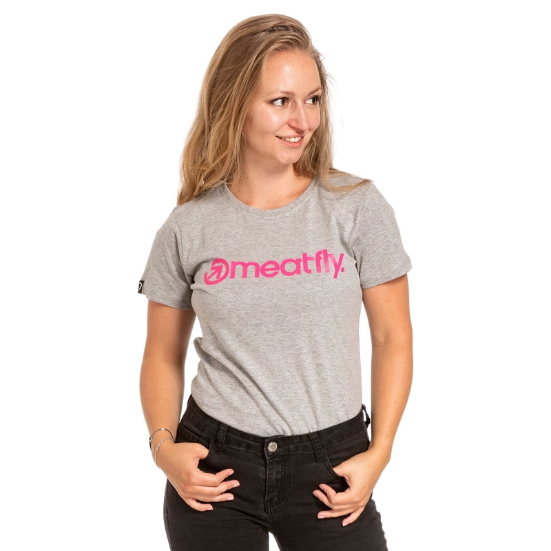 T-shirt damski Meatfly Ladies MF Logo szary wyprzedaż