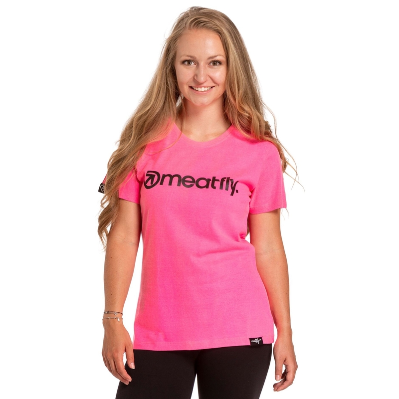 Koszulka damska Meatfly Ladies MF Logo neon pink wyprzedaż