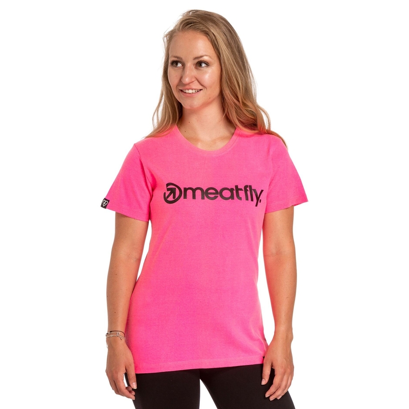 Koszulka damska Meatfly Ladies MF Logo neon pink wyprzedaż