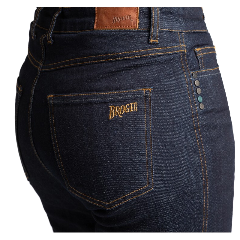 Damskie jeansy motocyklowe BROGER California ciemno niebieskie wyprzedaż