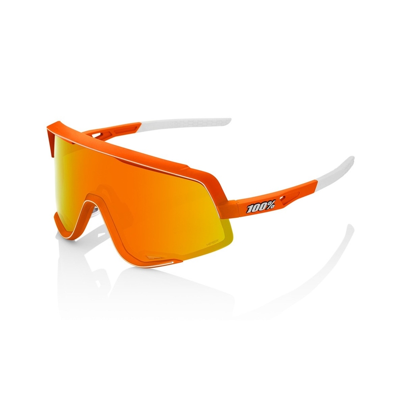 Okulary przeciwsłoneczne 100% GLENDALE Soft Tact Neon Orange pomarańczowo-biały (szkło czerwone HIPER)