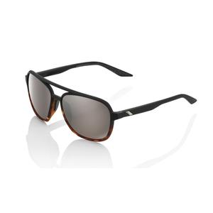 Okulary przeciwsłoneczne 100% KASIA Soft Tact Black/Havana black/brown (srebrne szkło HIPER)