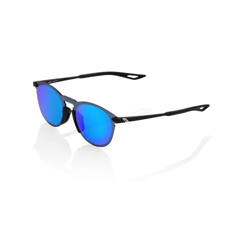 Okulary przeciwsłoneczne 100% LEGERE ROUND Soft Tact Black (niebieskie chromowane soczewki)