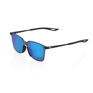 100% LEGERE SQUARE Soft Tact Black okulary przeciwsłoneczne (niebieskie chromowane soczewki).