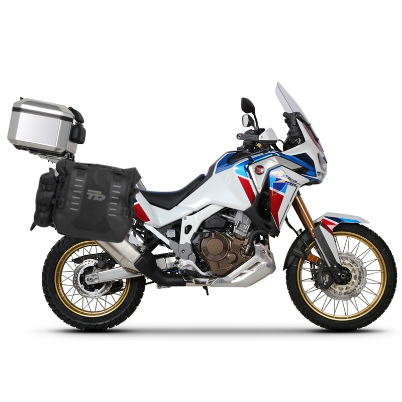 Complete set of SHAD TERRA TR40 adventure saddlebags and SHAD TERRA aluminium 55L topcase, including mounting kit SHAD HONDA CRF 1100 Africa Twin