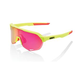 Okulary przeciwsłoneczne 100% S2 Matte Washed Out Neon Yellow (fioletowe szkło)