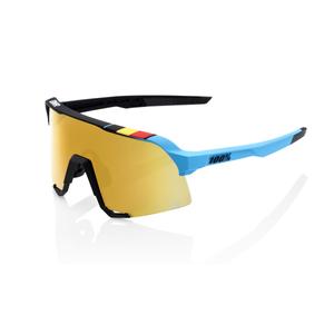 Okulary przeciwsłoneczne 100% S3 BWR niebiesko-czarne (szkło chromowane złote)