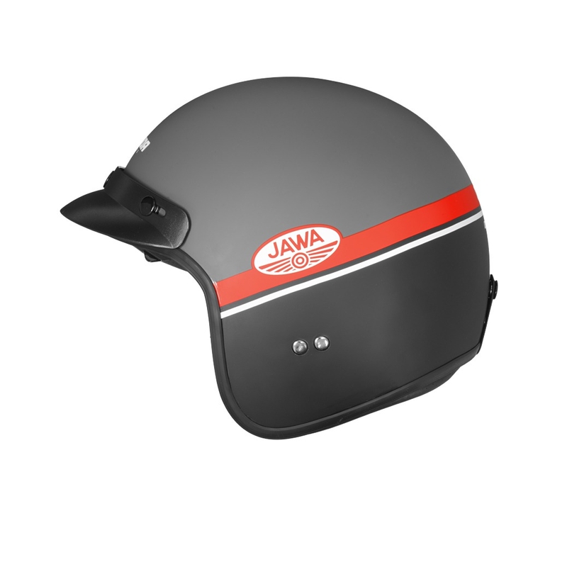 Otwarty kask motocyklowy Cassida Oxygen Jawa OHC szaro-czerwono-czarno-biały
