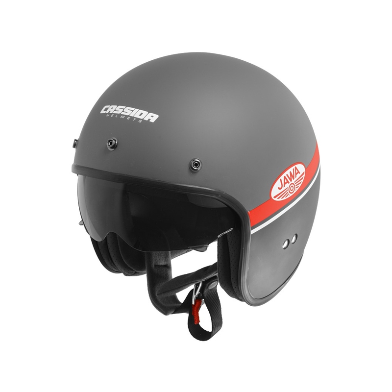 Otwarty kask motocyklowy Cassida Oxygen Jawa OHC szaro-czerwono-czarno-biały