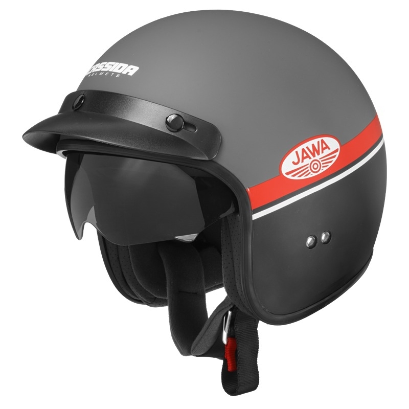 Kask motocyklowy otwarty Cassida Oxygen Jawa OHC szaro-czarno-czerwono-biały outlet wyprzedaż