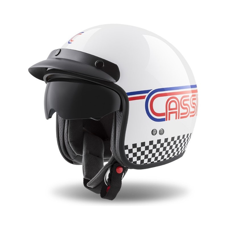 Kask motocyklowy otwarty Cassida Oxygen Rondo pearl white-red-blue-black pearl black outlet wyprzedaż