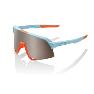 Okulary przeciwsłoneczne 100% S3 Soft Tact Two Tone pomarańczowo-niebieskie (srebrne szkła)