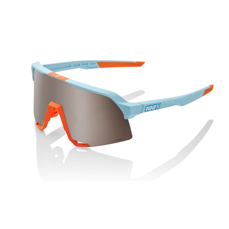 Okulary przeciwsłoneczne 100% S3 Soft Tact Two Tone pomarańczowo-niebieskie (srebrne szkła)