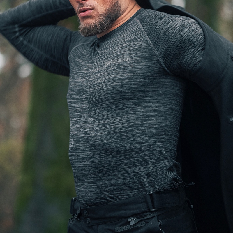 Oxford Advanced Base Layer Black-Grey Thermal T-Shirt - Long Sleeve