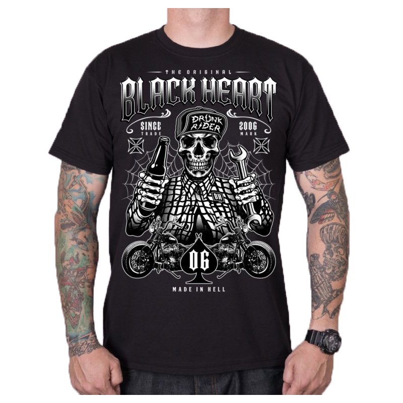 Męska koszula Black Heart Drunk Rider czarna